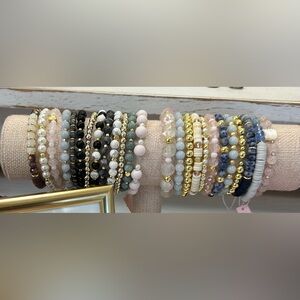 Elegant Gold and Multicolor Beaded Bracelet Set